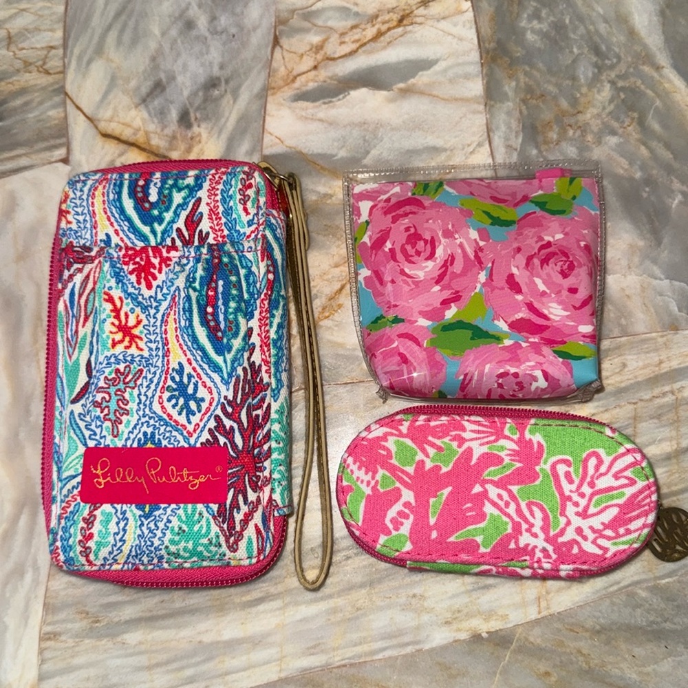 Lilly Pulitzer Pink Wristlet Wallet & 2 more, Nail Care Case